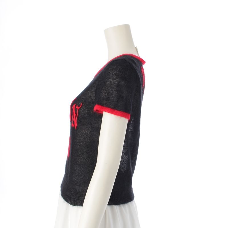 Dior Mohair Wool Nylon Logo Embroidery Short Sleeve Sweater Knit Top