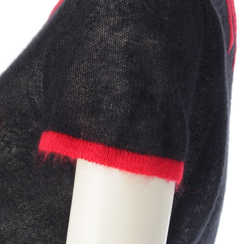 Dior Mohair Wool Nylon Logo Embroidery Short Sleeve Sweater Knit Top