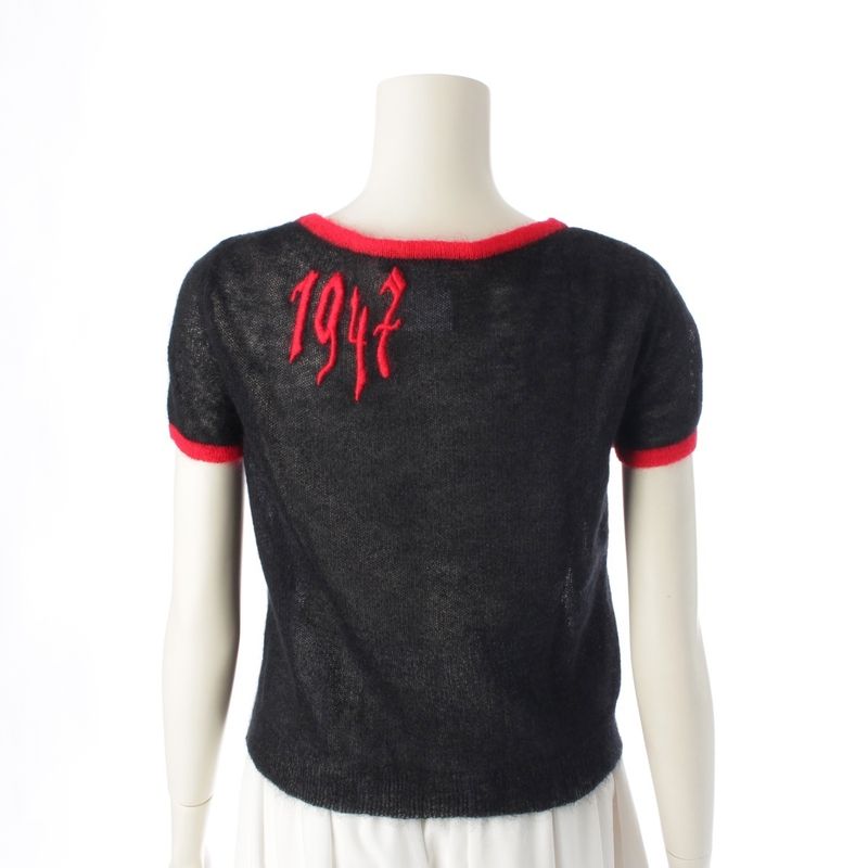 Dior Mohair Wool Nylon Logo Embroidery Short Sleeve Sweater Knit Top