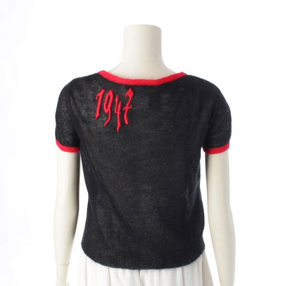 Dior Mohair Wool Nylon Logo Embroidery Short Sleeve Sweater Knit Top