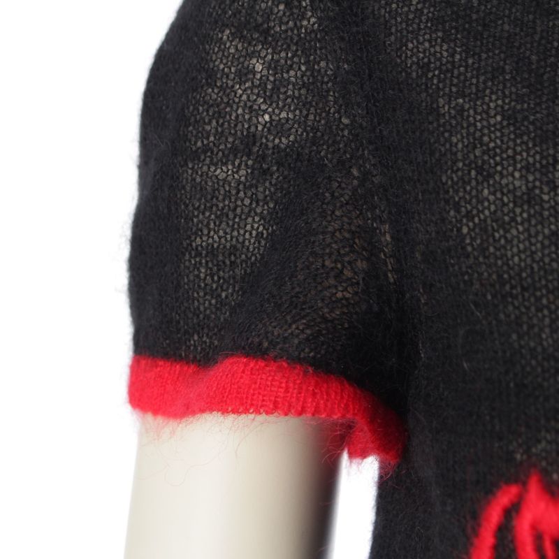 Dior Mohair Wool Nylon Logo Embroidery Short Sleeve Sweater Knit Top