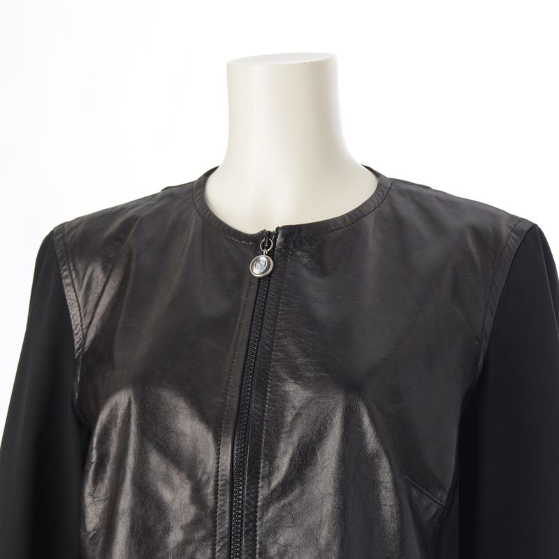 Gucci Tom Ford Period GG Zip Charm Button Leather Switching Zip Up Jacket