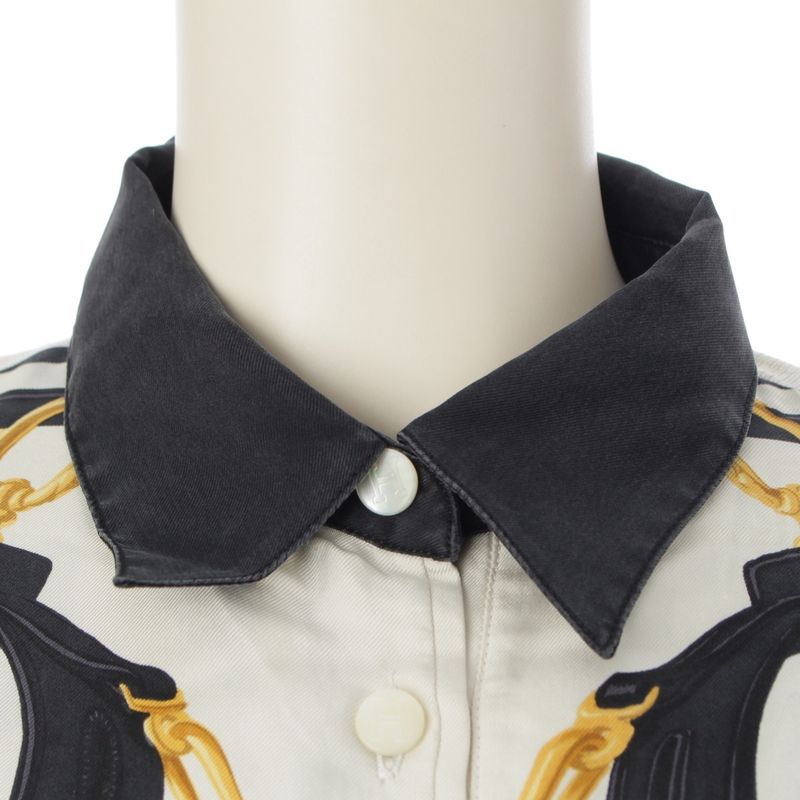 Hermes Silk Cotton Cashmere Ex Libris Top White Black M