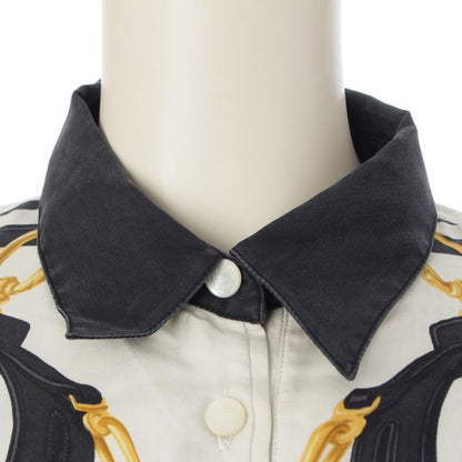 Hermes Silk Cotton Cashmere Ex Libris Top White Black M