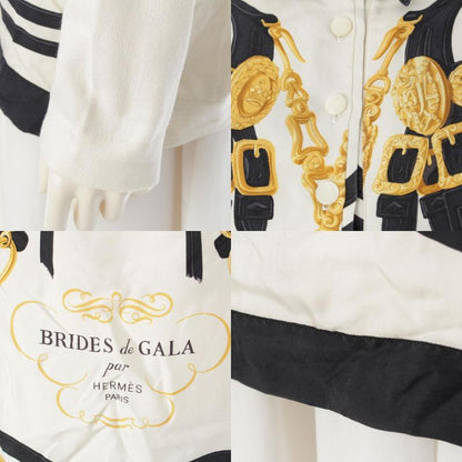 Hermes Silk Cotton Cashmere Ex Libris Top White Black M
