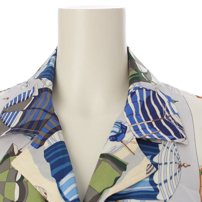 Hermes Margiela Period Normandy Coastal Charm Silk Short Sleeve Blouse Shirt
