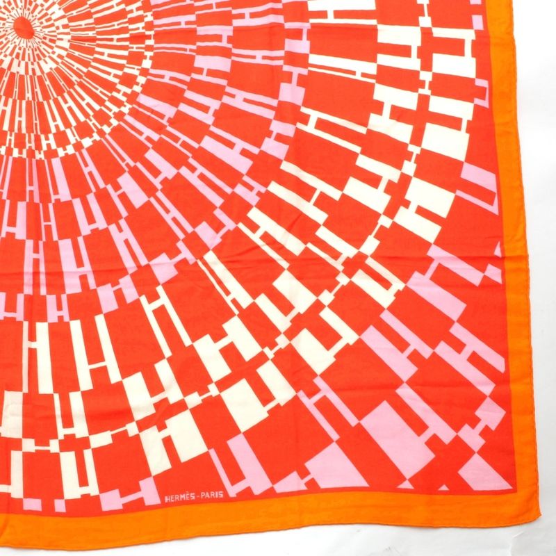 Hermes Carre Geant 140 Cashmere Silk Oph H Logo Shawl Orange