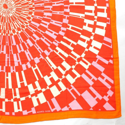 Hermes Carre Geant 140 Cashmere Silk Oph H Logo Shawl Orange