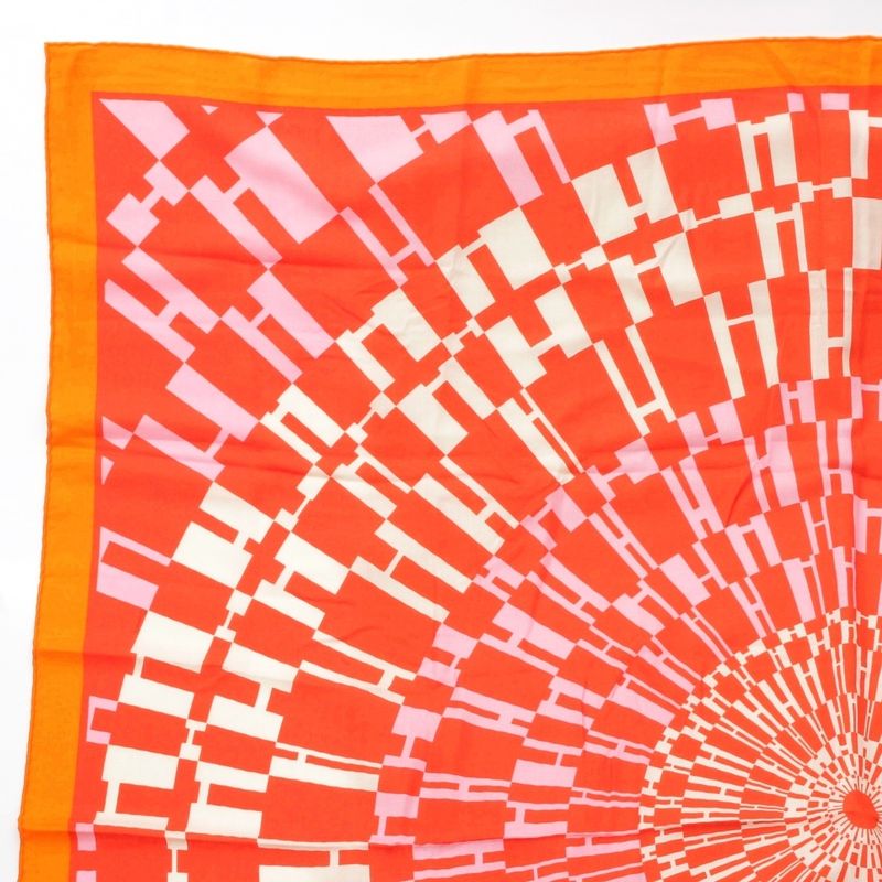 Hermes Carre Geant 140 Cashmere Silk Oph H Logo Shawl Orange