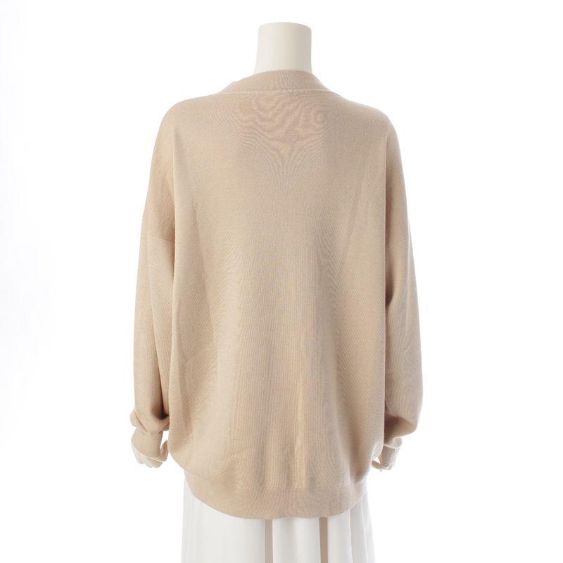 Hermes Cashmere Silk Enamel Button Knit Cardigan Top Beige 40