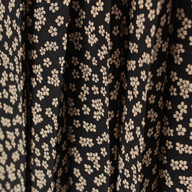 Celine Silk Eddy Period Flower Floral Pattern Midi Pleated Skirt
