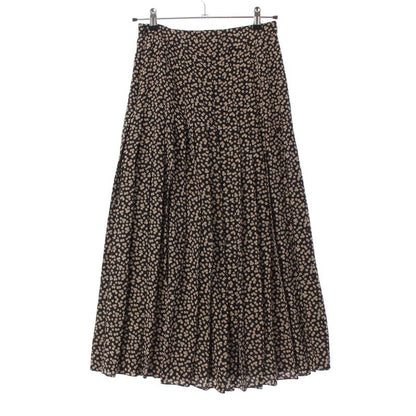 Celine Silk Eddy Period Flower Floral Pattern Midi Pleated Skirt