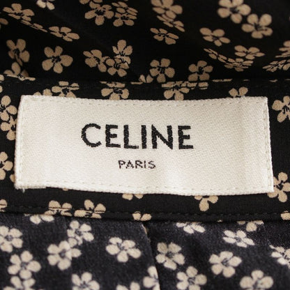 Celine Silk Eddy Period Flower Floral Pattern Midi Pleated Skirt