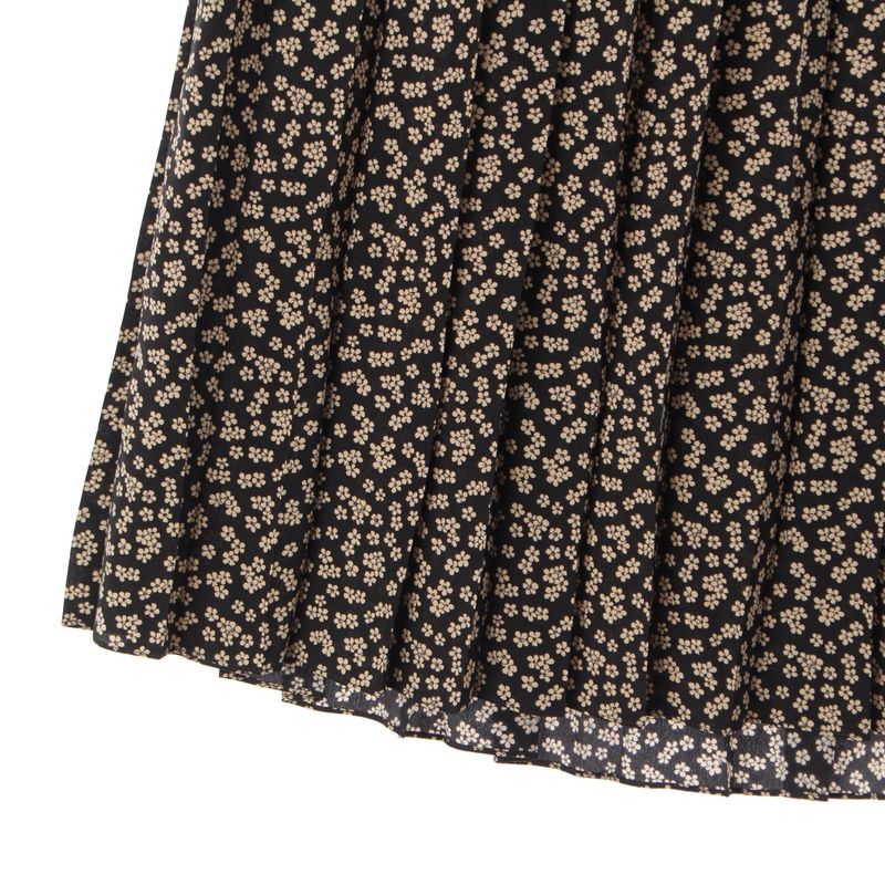 Celine Silk Eddy Period Flower Floral Pattern Midi Pleated Skirt