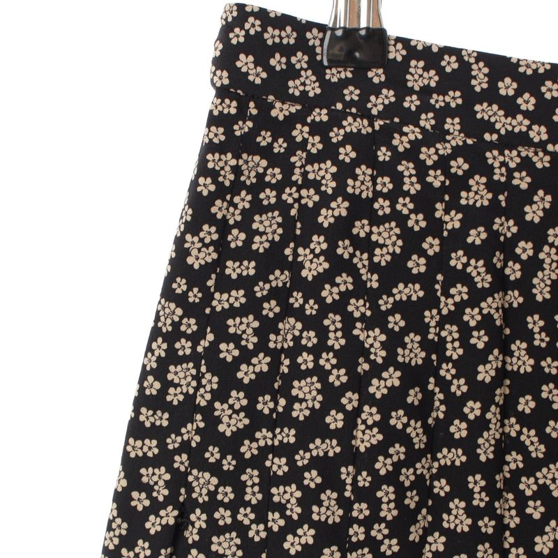 Celine Silk Eddy Period Flower Floral Pattern Midi Pleated Skirt