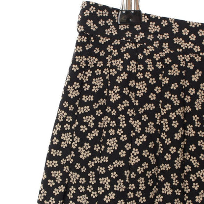 Celine Silk Eddy Period Flower Floral Pattern Midi Pleated Skirt