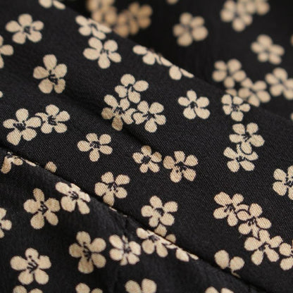 Celine Silk Eddy Period Flower Floral Pattern Midi Pleated Skirt