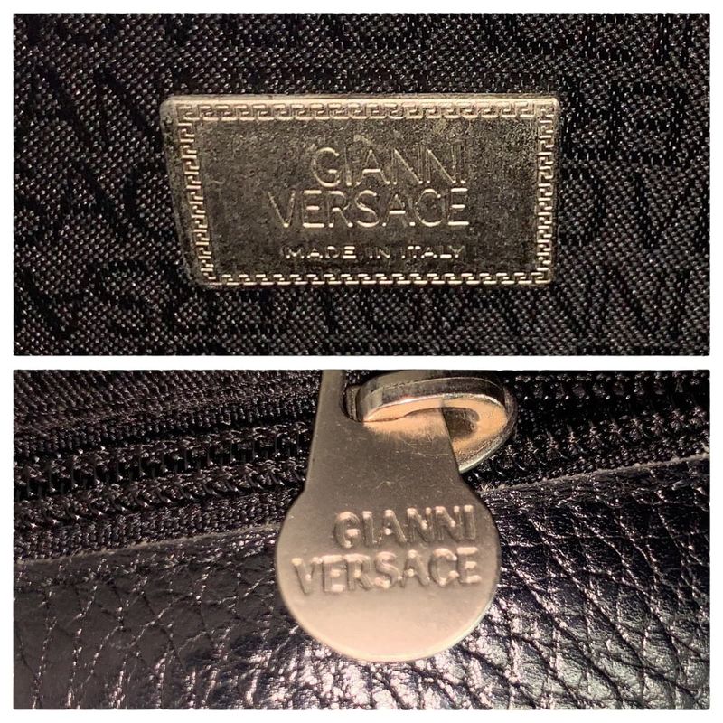 Versace Vintage Medusa Black Leather Business Briefcase