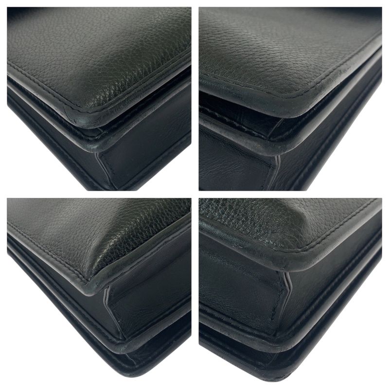 Versace Vintage Medusa Black Leather Business Briefcase