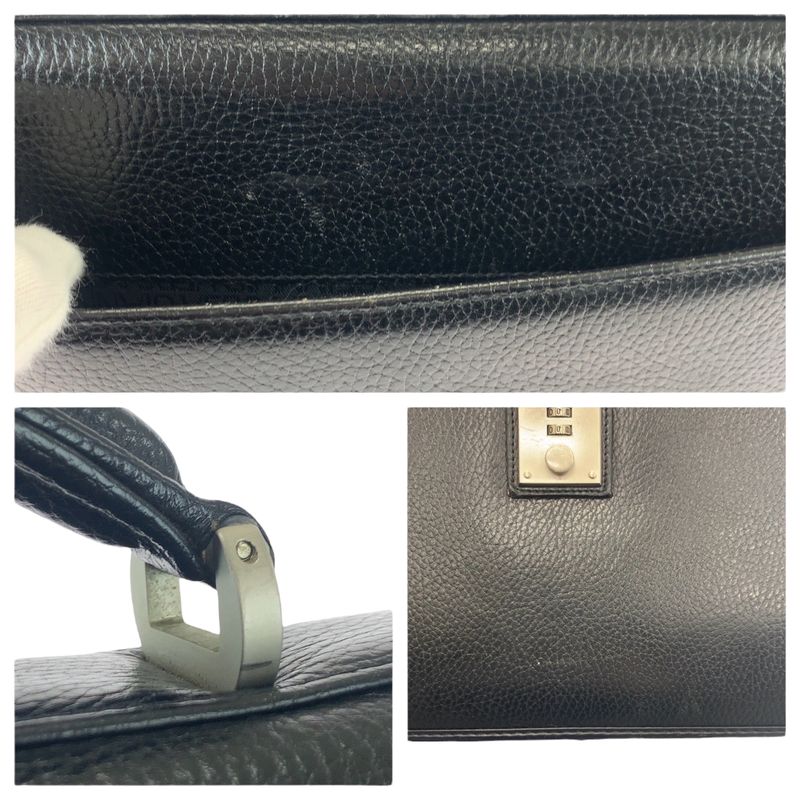 Versace Vintage Medusa Black Leather Business Briefcase