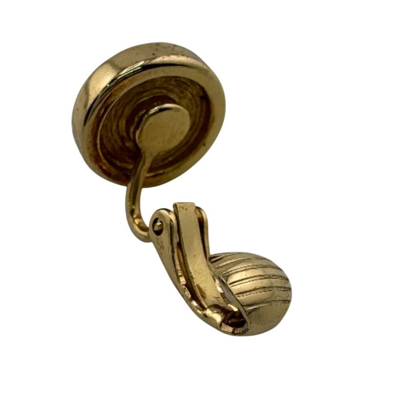 Christian Dior Binaural Round Shape Earrings Gold