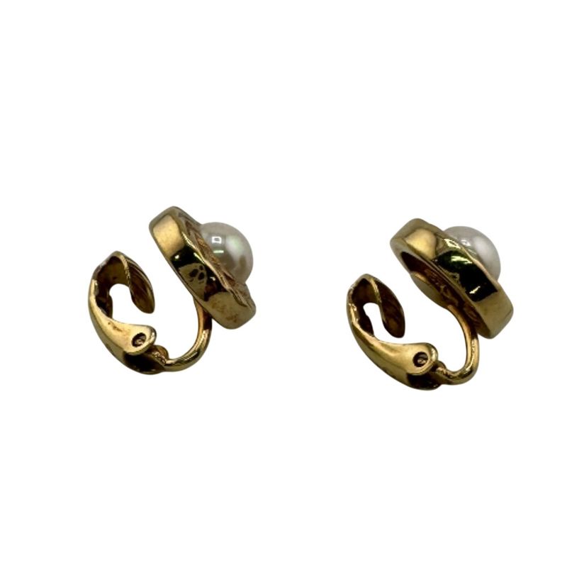 Christian Dior Binaural Round Shape Earrings Gold