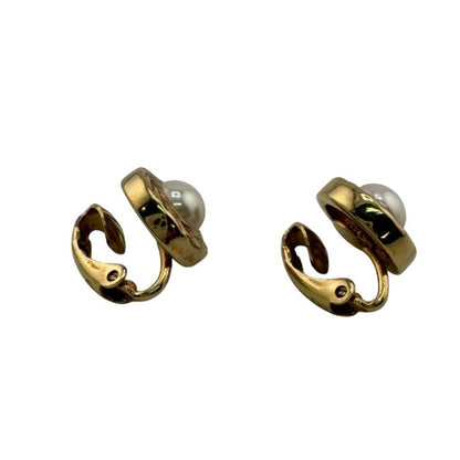 Christian Dior Binaural Round Shape Earrings Gold