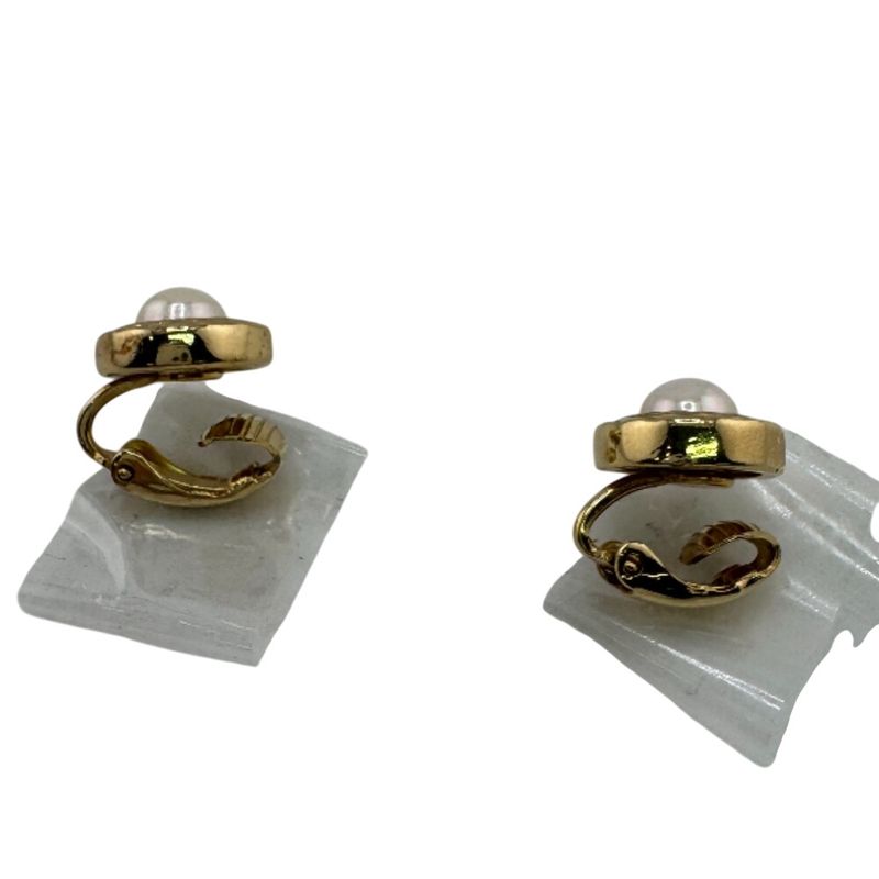 Christian Dior Binaural Round Shape Earrings Gold