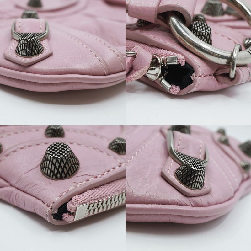 Balenciaga le Cagole Leather Clutch Hand Pink