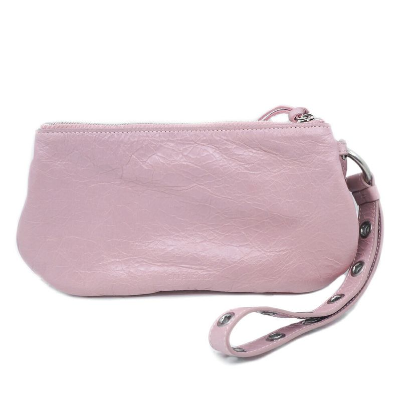 Balenciaga le Cagole Leather Clutch Hand Pink