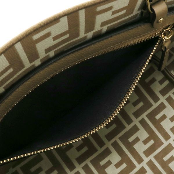 Fendi Roll Small Reversible Tote Pecan Stripe & FF