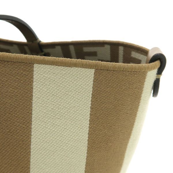 Fendi Roll Small Reversible Tote Pecan Stripe & FF