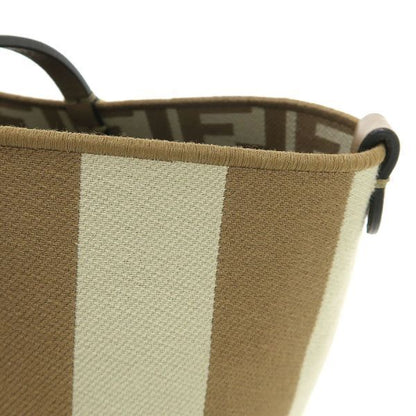 Fendi Roll Small Reversible Tote Pecan Stripe & FF