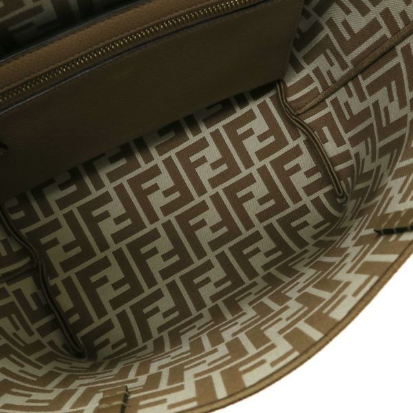 Fendi Roll Small Reversible Tote Pecan Stripe & FF