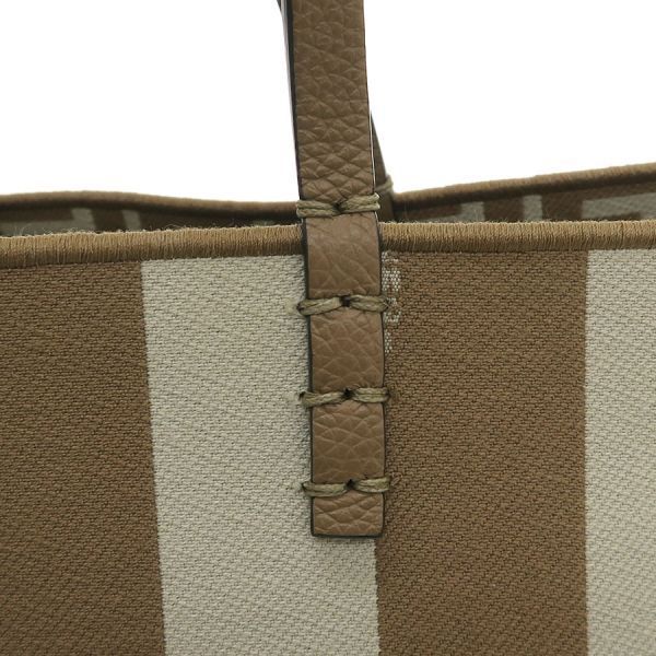 Fendi Roll Small Reversible Tote Pecan Stripe & FF