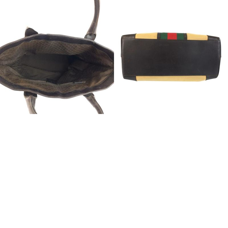 Gucci Sherry Line Beige Brown Canvas Leather 002 Tote Handbag