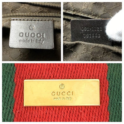 Gucci Sherry Line Beige Brown Canvas Leather 002 Tote Handbag
