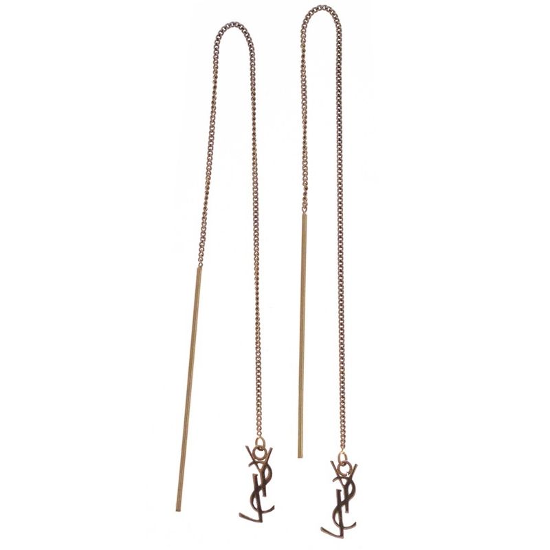 Saint Laurent Paris Cassandra Scuff Earrings YSL Logo Metal Gold