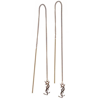 Saint Laurent Paris Cassandra Scuff Earrings YSL Logo Metal Gold