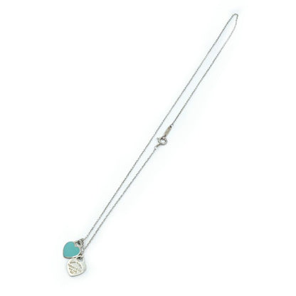Tiffany & Co Return to Double Heart Necklace Silver Blue