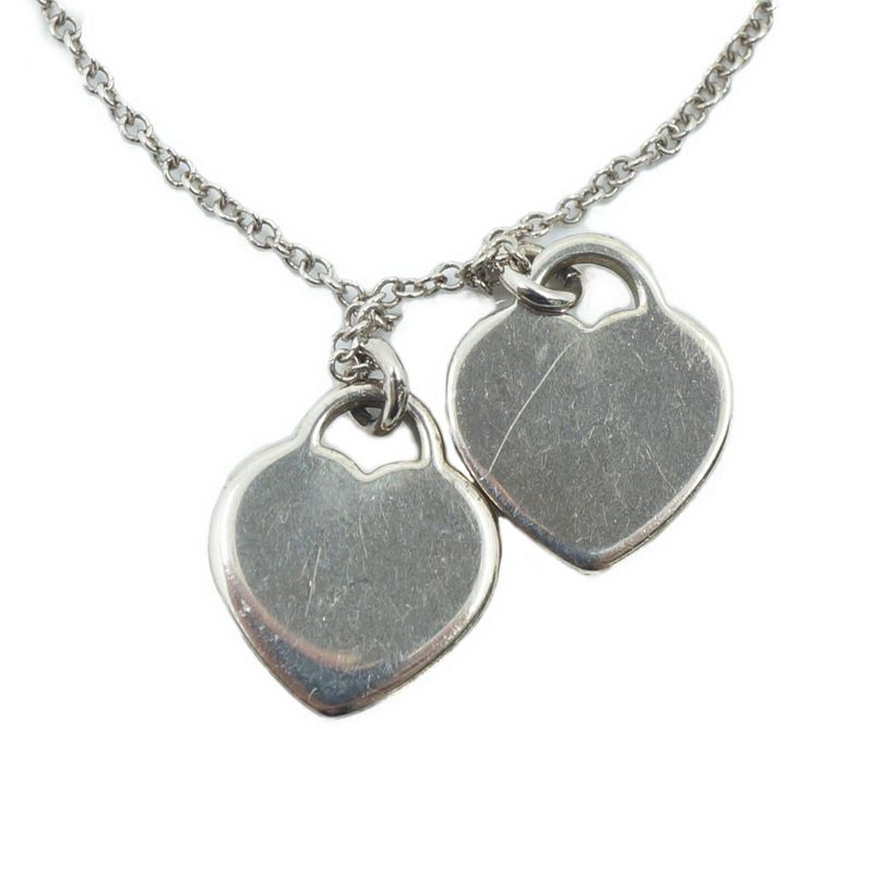 Tiffany & Co Return to Double Heart Necklace Silver Blue