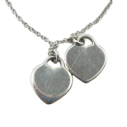 Tiffany & Co Return to Double Heart Necklace Silver Blue