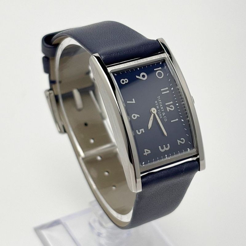 Tiffany & Co Watch Quartz East West Mini Navy Silver