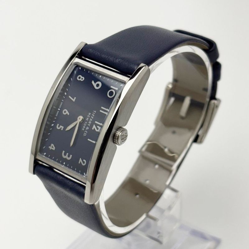 Tiffany & Co Watch Quartz East West Mini Navy Silver
