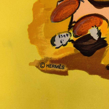 Hermes Carre 90 Concerto Yellow 100% Silk Scarf
