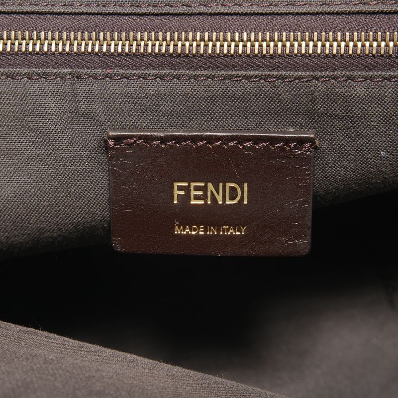 Fendi Shoulder Bag Pecan Canvas Leather