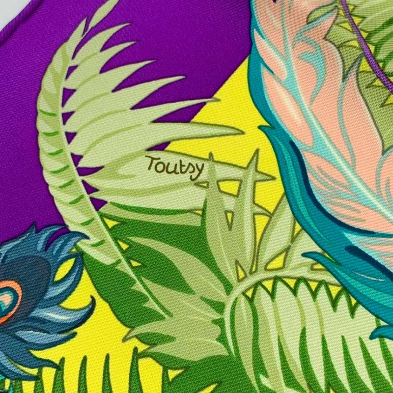 Hermes Carre 90 Mythiques Phoenix Silk Scarf Purple