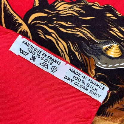Hermes Carre 90 Chevaux de Trait Horse Silk Scarf Red