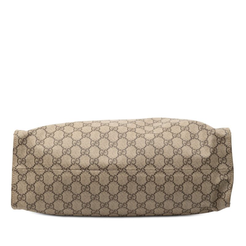 Gucci GG Supreme Shoulder Bag Tote Beige Brown Leather