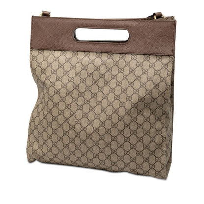 Gucci GG Supreme Shoulder Bag Tote Beige Brown Leather